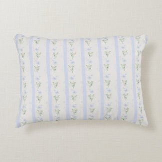 Blooming Heirloom Flower Stripe Blue Romance  Accent Pillow