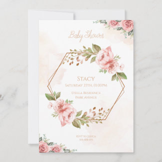 Blooming Hexagon Baby Shower Invitation
