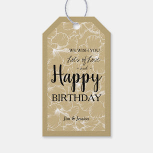 Blooming Hibiscus Floral Sketch Gold Gift Tags