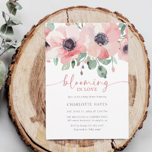Blooming in Love Baby Shower Pink Baby Shower Invitation
