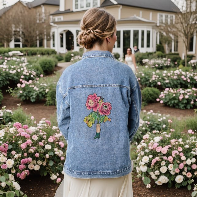 Blooming in the Dark Doll  Denim Jacket (Wedding Back)