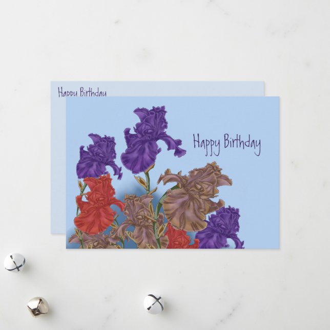 Blooming irises.  holiday card (Front/Back In Situ)