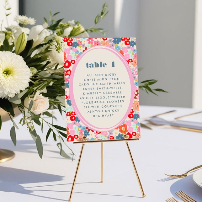 Blooming Joy Bold Bright Floral Table No Seating (Blooming Joy Bold Bright Floral Table Number Seating Chart Card)