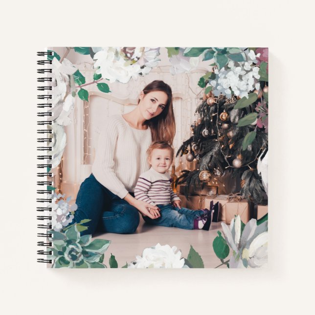Blooming Joy Floral Christmas Photo Notebook (Front)