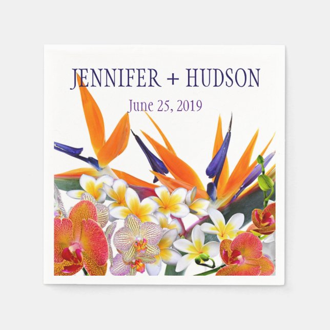 Blooming Joy-Tropical Flowers Personalized Napkin (Front)