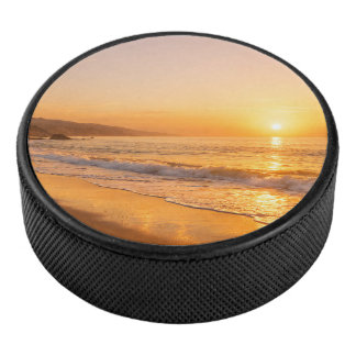 Blooming Lavender Field at Golden Sunset Provence Hockey Puck