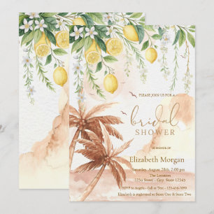 Blooming Lemons Rustic Palms Bridal Shower Invitation