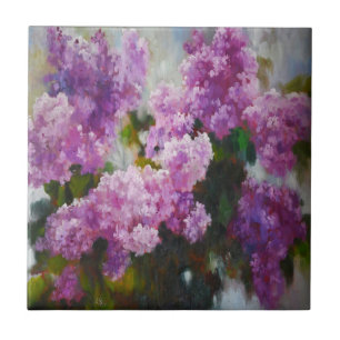 Blooming Lilac – Impressionist Spring Flowers Tile