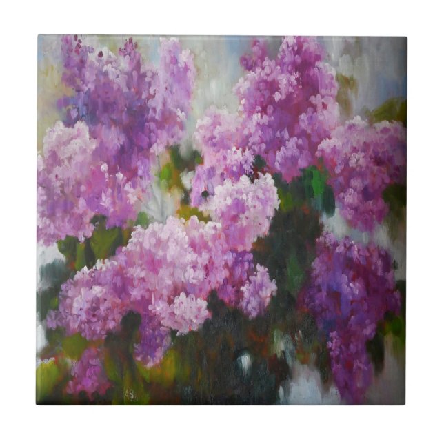 Blooming Lilac – Impressionist Spring Flowers Tile (Front)