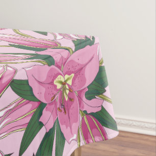 Blooming Lilies in Pastel Pink  Tablecloth