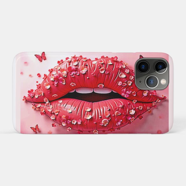Blooming Lips: Floral Butterfly Kiss Case-Mate iPhone Case (Back (Horizontal))