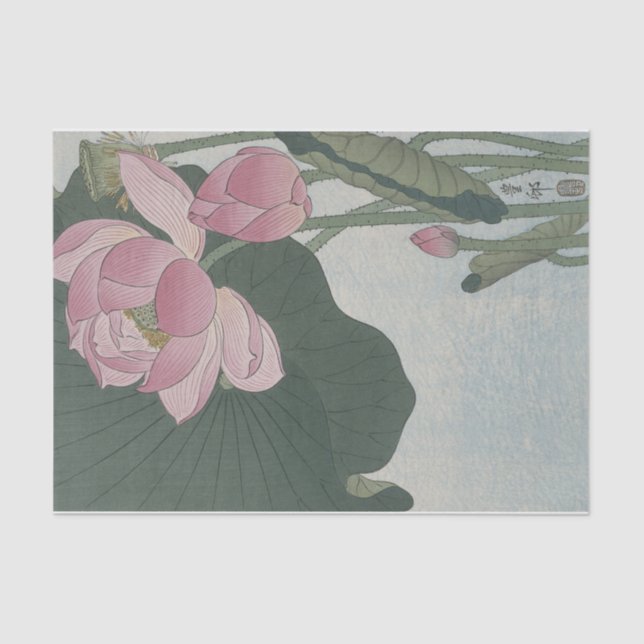 Blooming Lotus Flowers by Ohara Koson Tissue Paper (Front)
