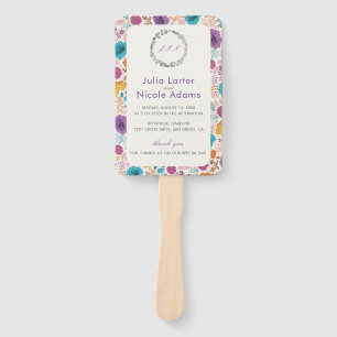 Blooming Love Floral Romantic Pink Purple Wedding Hand Fan