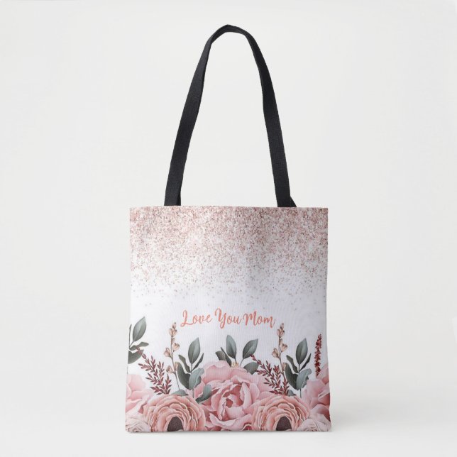 Blooming Love for Mom: Floral Tote Bag (Front)