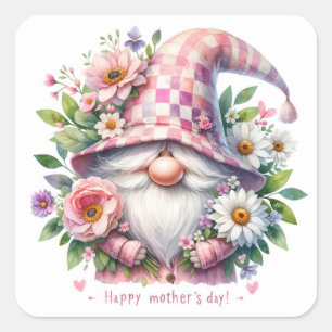 Blooming Love: Mother's Day Gnome Square Sticker