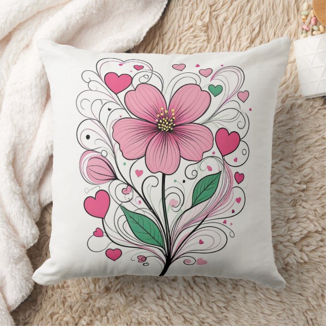 Blooming Love Throw Pillow (Blanket)