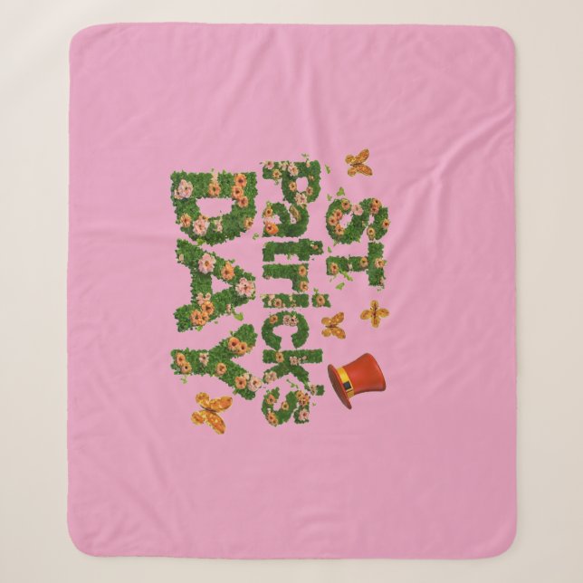 Blooming Luck: Floral St. Patrick's Sherpa Blanket (Front)