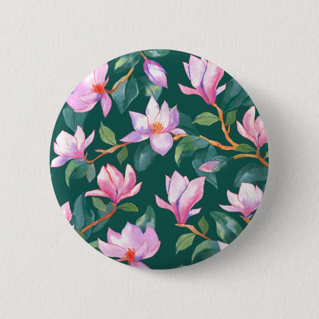Blooming magnolia 2 inch round button (Front)