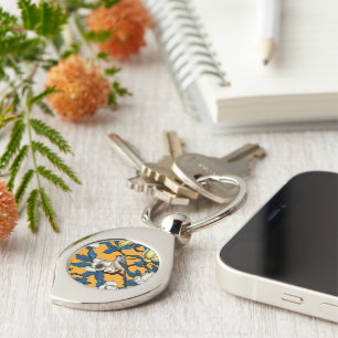 Blooming magnolia and titmouse bird 3 keychain