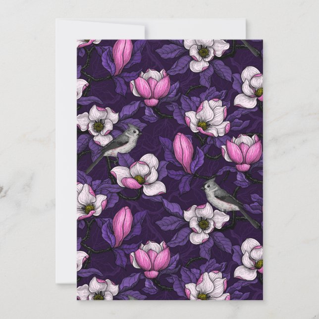 Blooming magnolia and titmouse bird 4 (Front)