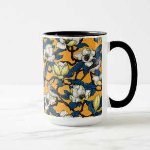 Blooming magnolia and titmouse bird mug