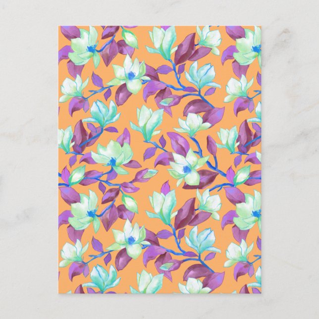 Blooming magnolia on vanilla sky postcard (Front)
