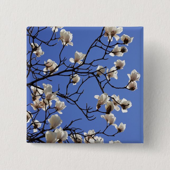 Blooming Magnolias 2 Inch Square Button (Front)