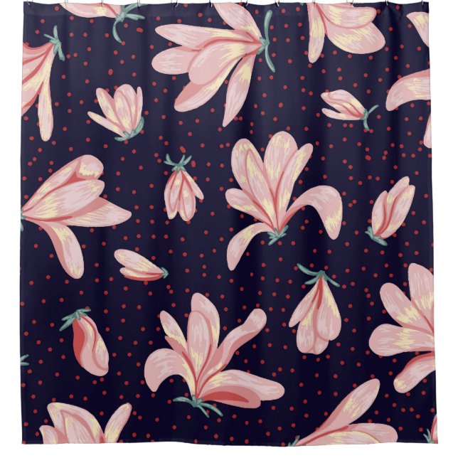 Blooming magnolias, hand-drawn vintage pattern. (Front)
