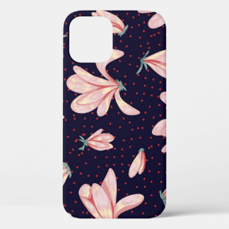 Blooming magnolias, hand-drawn vintage pattern. iPhone 12 case