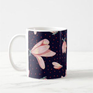 Blooming magnolias, hand-drawn vintage pattern. coffee mug