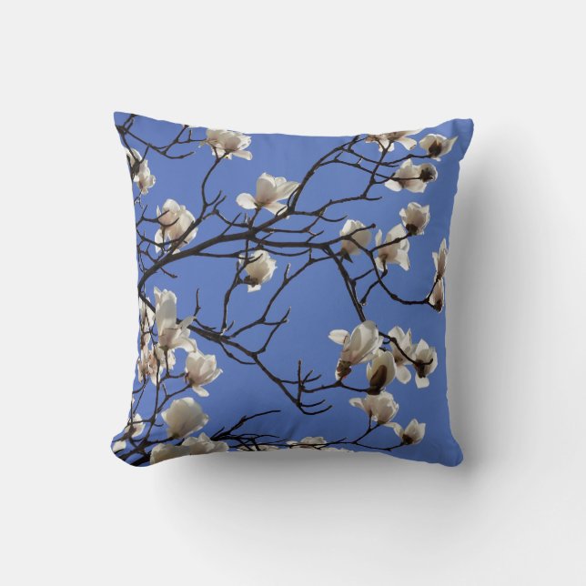 Blooming Magnolias Throw Pillow (Front)