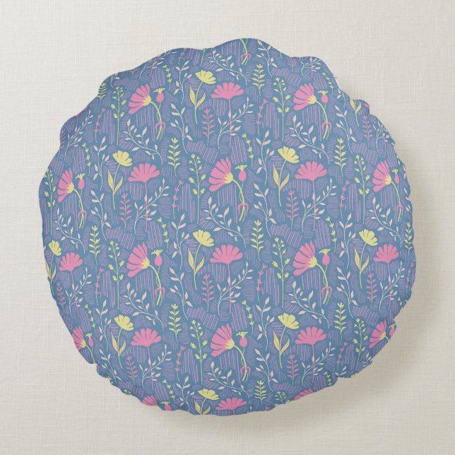 Blooming Meadow Breeze Round Pillow (Back)