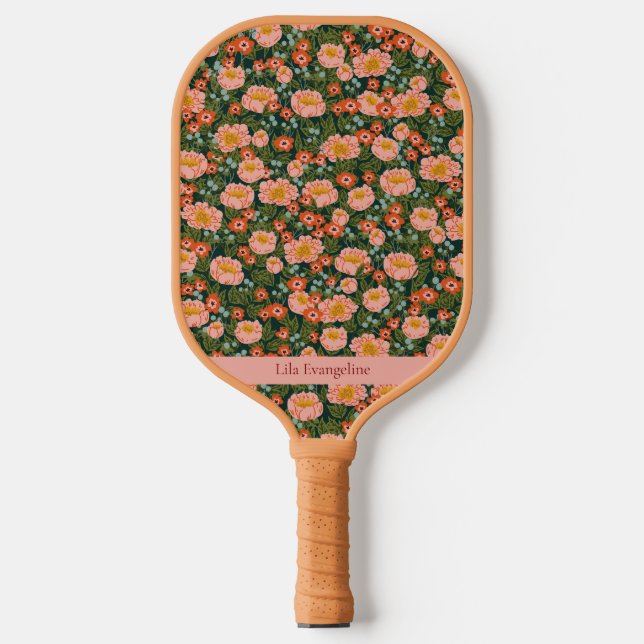 Blooming Meadow Flowers Custom Name Pickleball Paddle (Front)
