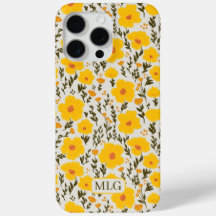 Blooming meadow yellow flowers pattern & Monogram