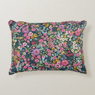 Blooming midsummer meadow seamless pattern. Plant Accent Pillow