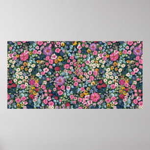 Blooming midsummer meadow seamless pattern. Plant  Poster