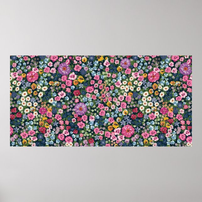Blooming midsummer meadow seamless pattern. Plant  Poster (Front)