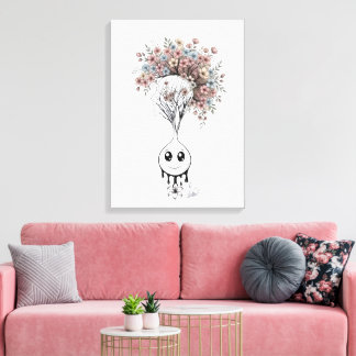 Blooming Mind- Modern Surrealist Floral Art Poster Canvas Print