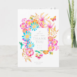 Blooming Mystical Floral Monogram White Thank You Card