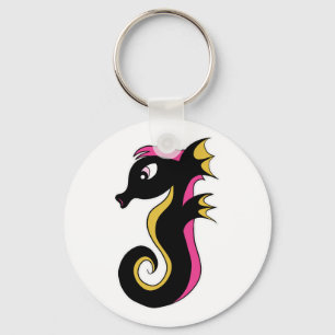 Blooming Neon Seahorse Keychain