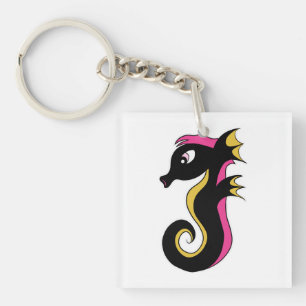 Blooming Neon Seahorse Keychain