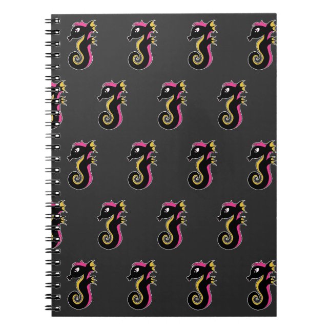 Blooming Neon Seahorse Notebook (Front)