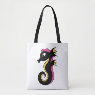 Blooming Neon Seahorse Tote Bag