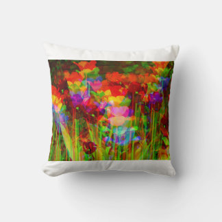Blooming of tulips on throw- cushion