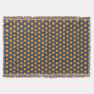 Blooming Orange Mandala Flowers Throw Blanket