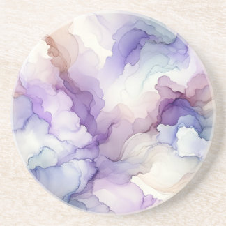 Blooming Orchid Purple Watercolor Abstract Art Coaster