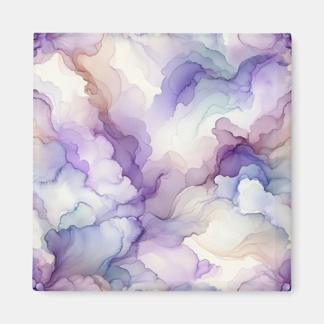 Blooming Orchid Purple Watercolor Abstract Art Magnet (Front)
