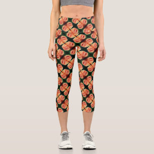 Blooming Peach Rose Abstract Pattern    Capri Leggings