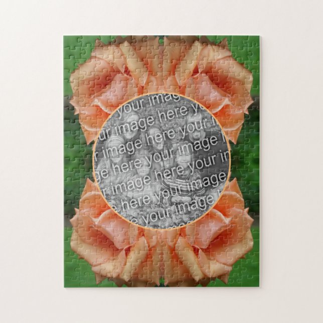 Blooming Peach Rose Frame Create Your Own Photo Jigsaw Puzzle (Vertical)