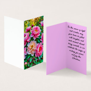 Blooming peonies Chriatymas card